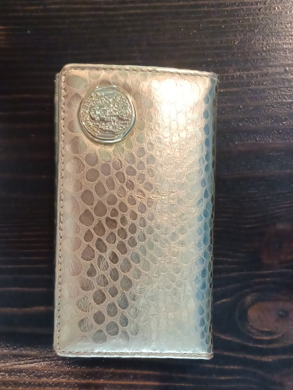 Vince Camuto Gold Embossed Snake-Texture Wallet